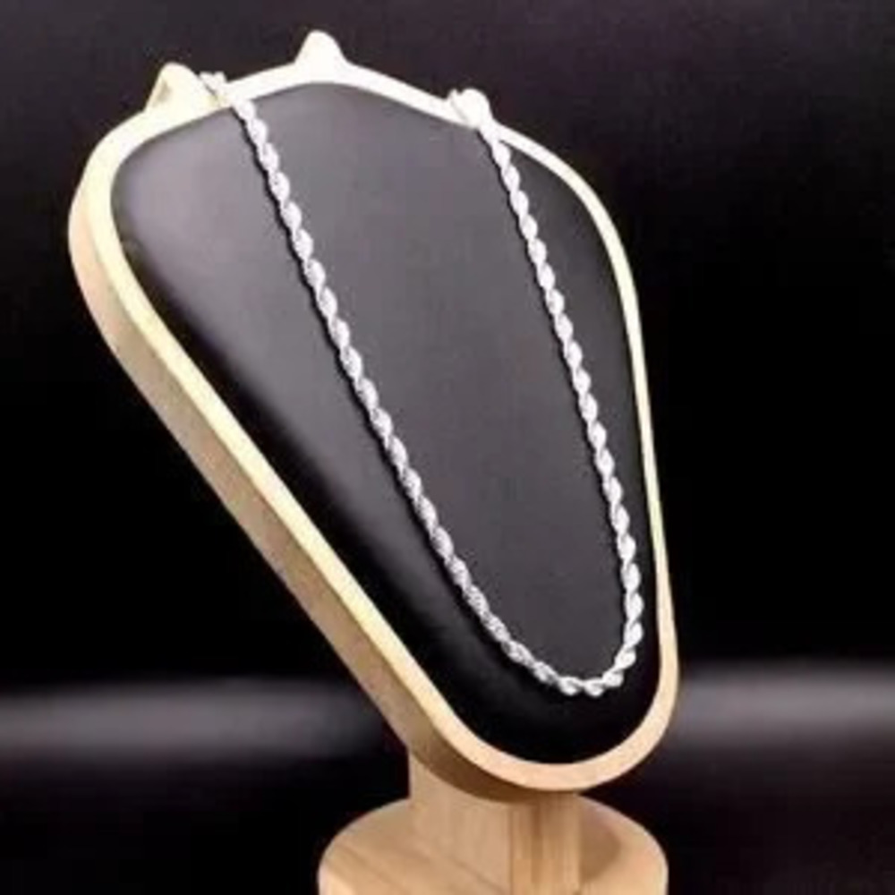 925 Sterling Silver Plated Necklace Diamond Cut 4mm VTG Fashion Birthday Gift